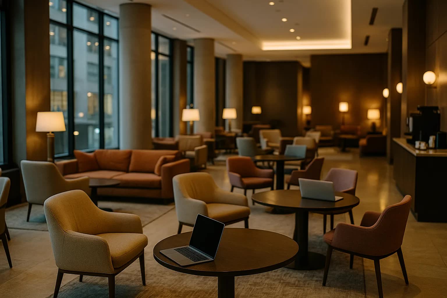 Hotel Lobbies in Midtown Are Becoming Daytime Work Hubs for Remote Professionals